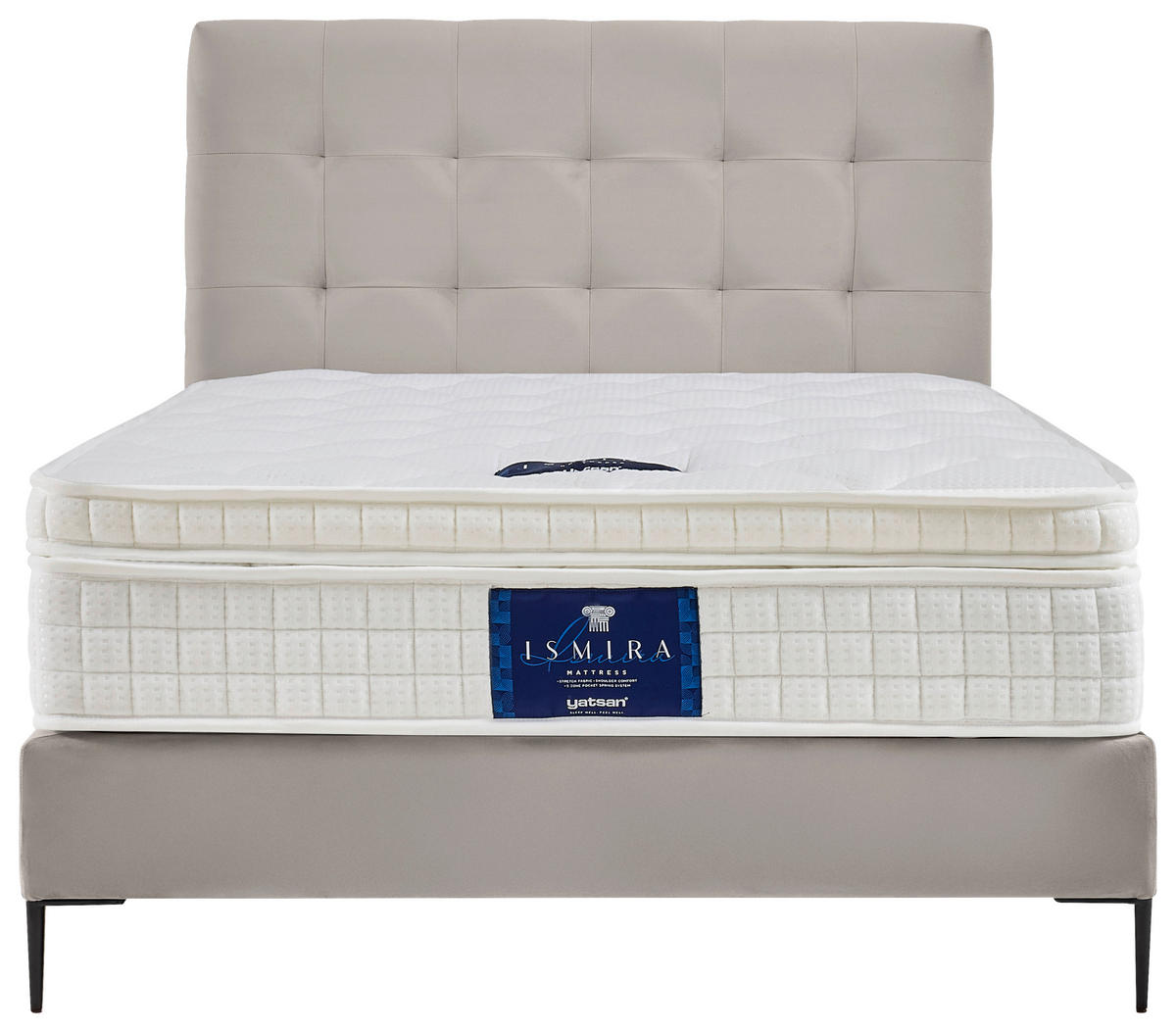 BOXSPRINGBETT 120/200 cm  in Creme  - Creme/Schwarz, MODERN, Holzwerkstoff/Textil (120/200cm) - MID.YOU