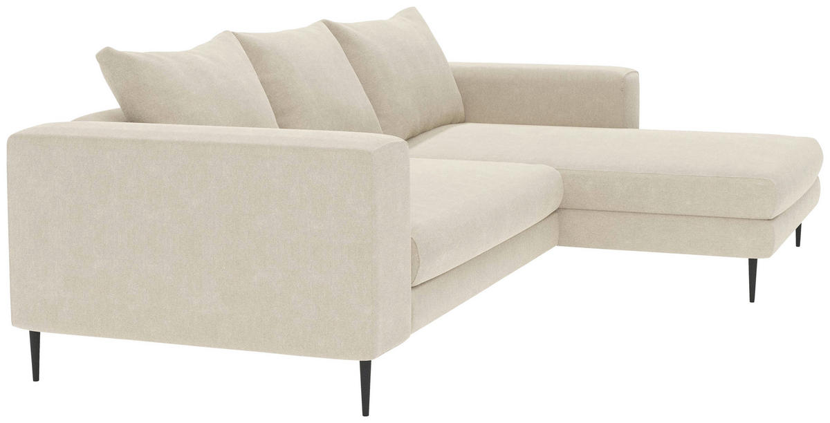 ECKSOFA in Struktur Beige  - Beige/Schwarz, Modern, Textil/Metall (275/170cm) - Trendmanufaktur