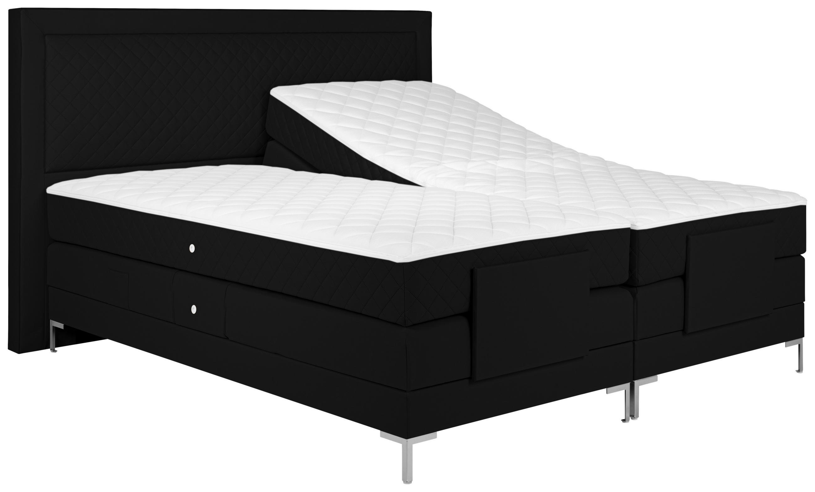 BOXSPRINGBETT 180/200 cm  in Schwarz  - Alufarben/Schwarz, Design, Textil/Metall (180/200cm) - Welnova