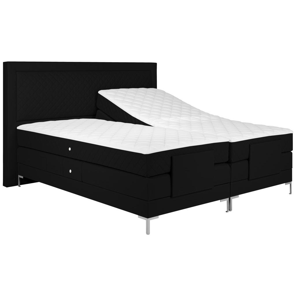 Thumbnail - Welnova Boxspringbett, Schwarz, Textil, H4 + H5, 7-Zonen, Höhe ca. 21 cm, 160x200 cm, gepolstertes Kopfteil, in verschie...