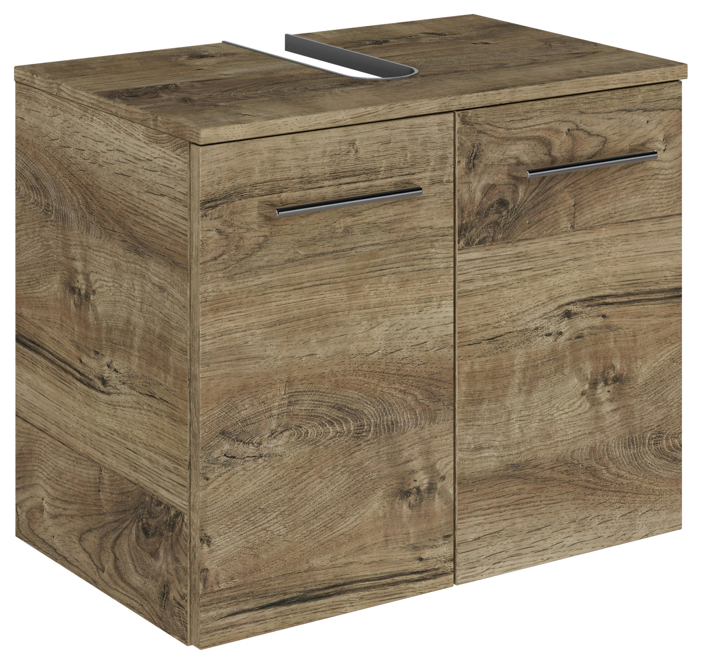 WASCHBECKENUNTERSCHRANK 60/49,8/38,3 cm  - Eiche dunkel/Chromfarben, KONVENTIONELL, Holzwerkstoff/Metall (60/49,8/38,3cm) - Sadena