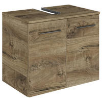 WASCHBECKENUNTERSCHRANK 60/49,8/38,3 cm  - Eiche dunkel/Chromfarben, KONVENTIONELL, Holzwerkstoff/Metall (60/49,8/38,3cm) - Sadena