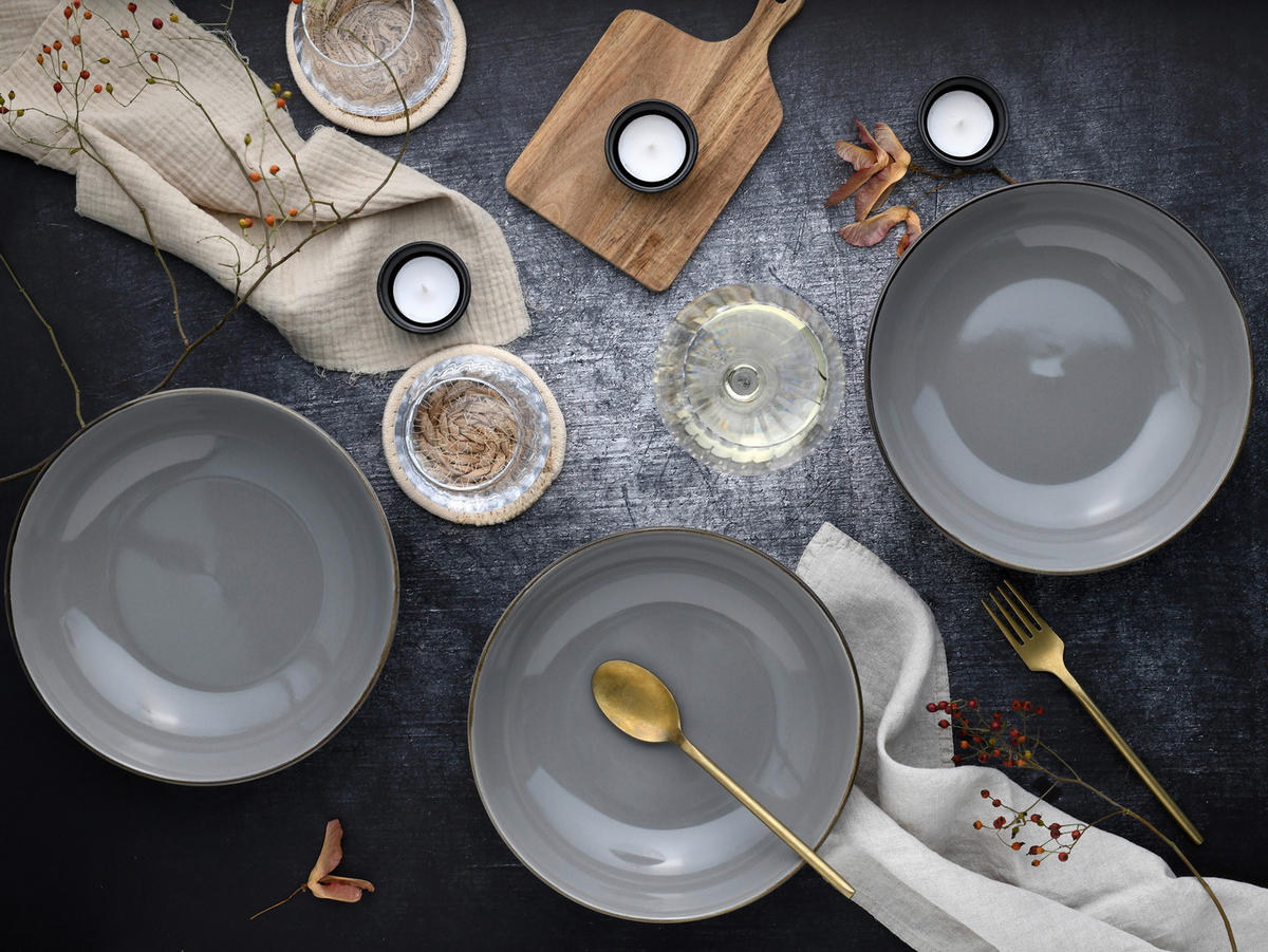 SCHÜSSELSET Nature Collection 4-teilig  - Grau, Design, Keramik - Creatable