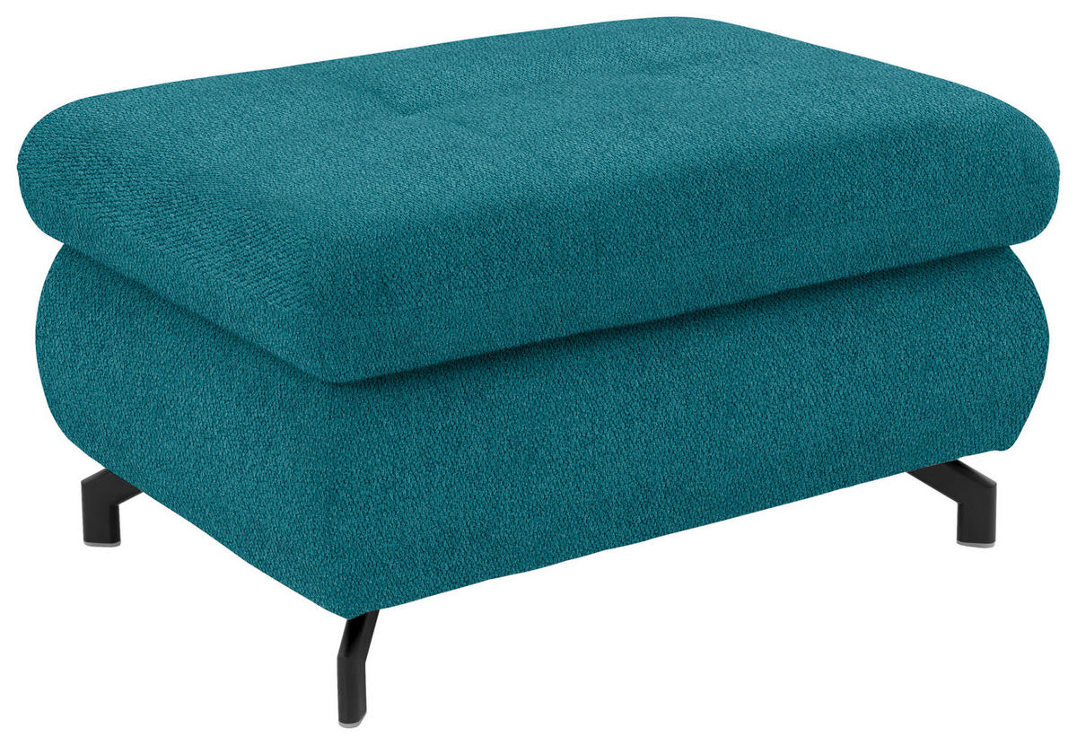 ECKSOFA in Chenille Petrol  310/220 cm  - Petrol/Schwarz, Design, Textil/Metall (310/220cm) - Beldomo Style