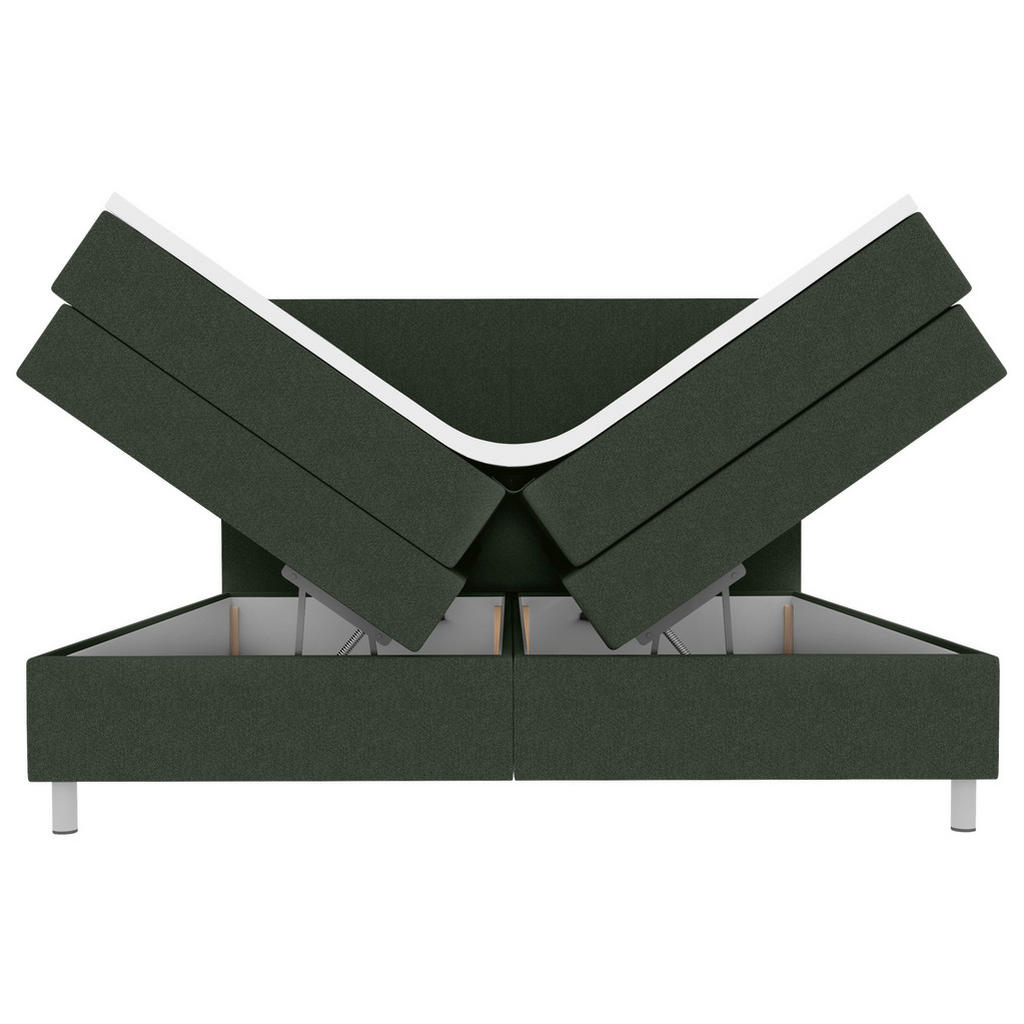 Thumbnail - Boxxx Boxspringbett, Grün, Textil, H3, Höhe ca. 16 cm, 140x200 cm, Topper durchgehend, in verschiedenen Größen erhältlic...