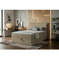 BOXBETT 120/200 cm,  in Beige, H3 = fest  - Beige/Schwarz, MODERN, Kunststoff/Textil (120/200cm) - MID.YOU
