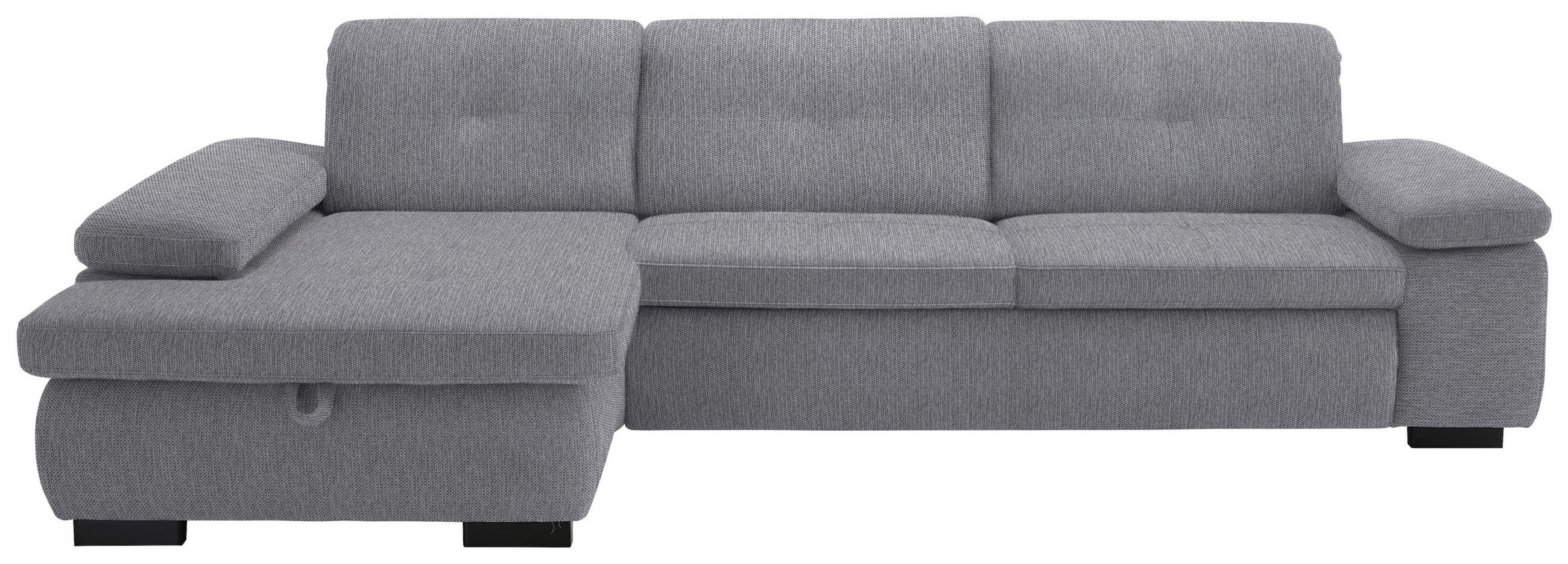 ECKSOFA in Flachgewebe Grau  - Schwarz/Grau, Design, Textil/Metall (174/297cm) - Beldomo Style