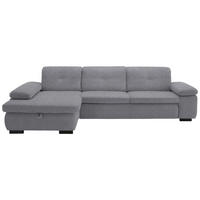 ECKSOFA in Flachgewebe Grau  - Schwarz/Grau, Design, Textil/Metall (174/297cm) - Beldomo Style