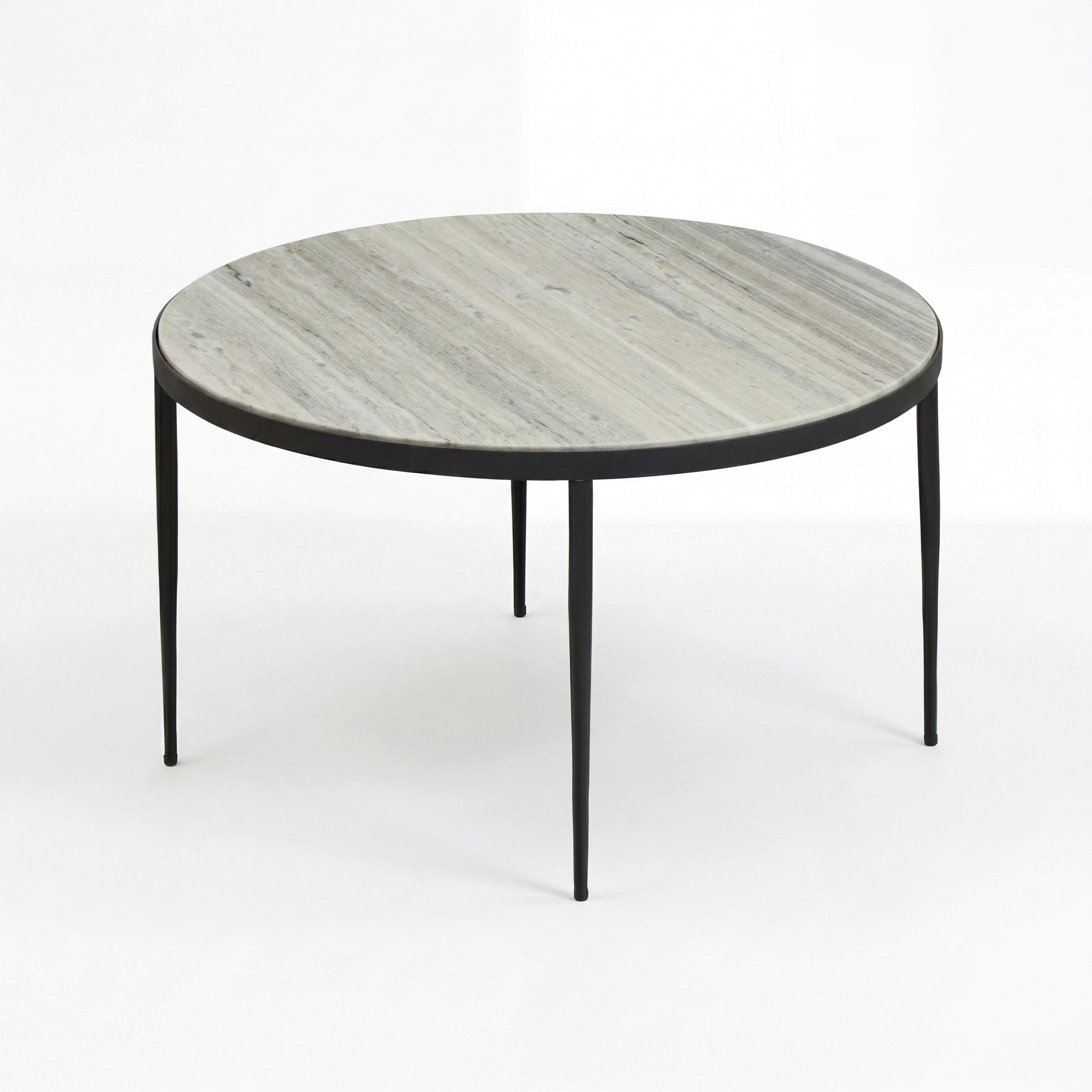 COUCHTISCH WL7.461 70/70/42 cm rund Weiß  - Schwarz/Weiß, Design, Stein/Metall (70/70/42cm) - MID.YOU
