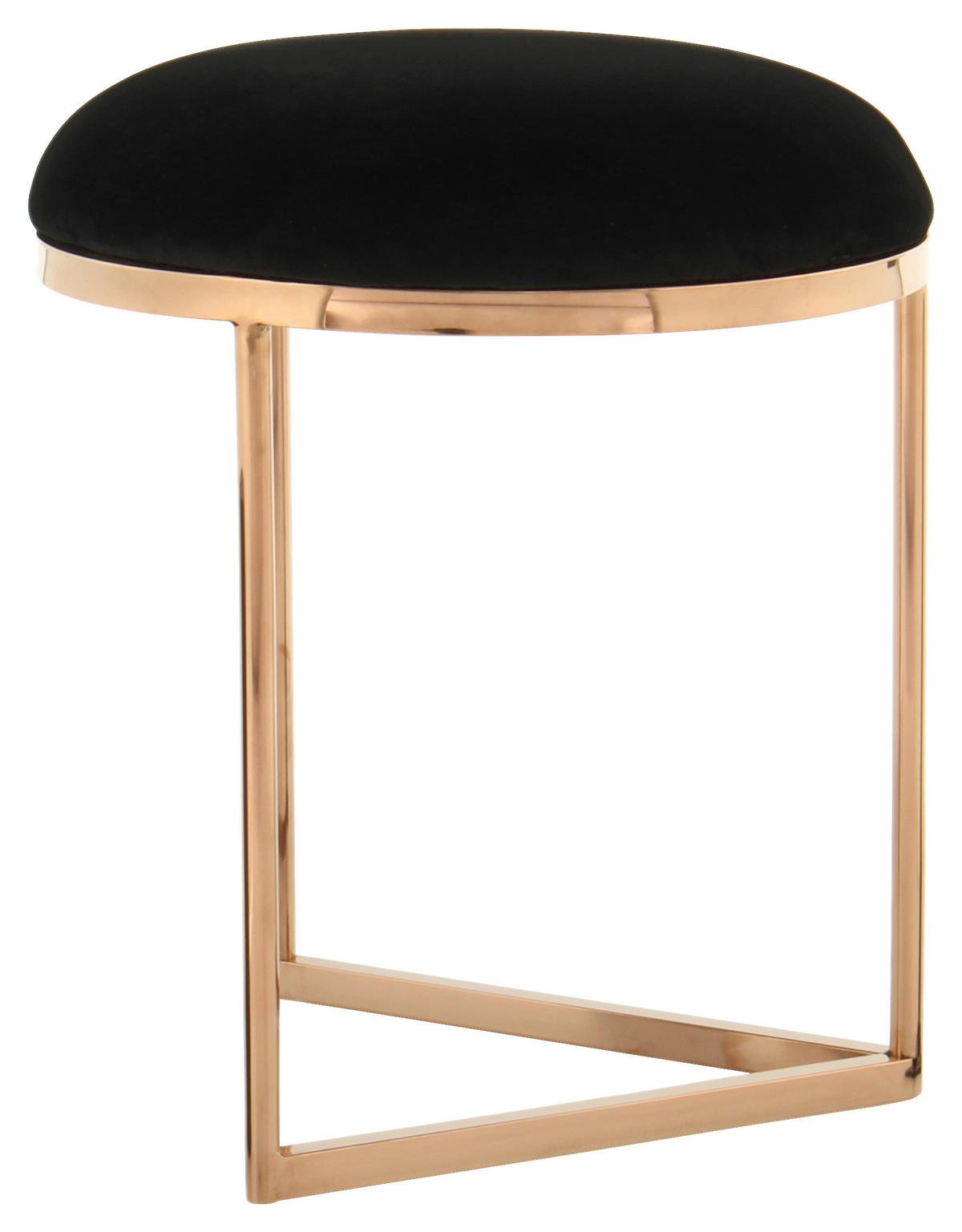 HOCKER in Textil Schwarz  - Roségold/Schwarz, Design, Textil/Metall (40/49cm) - Kayoom