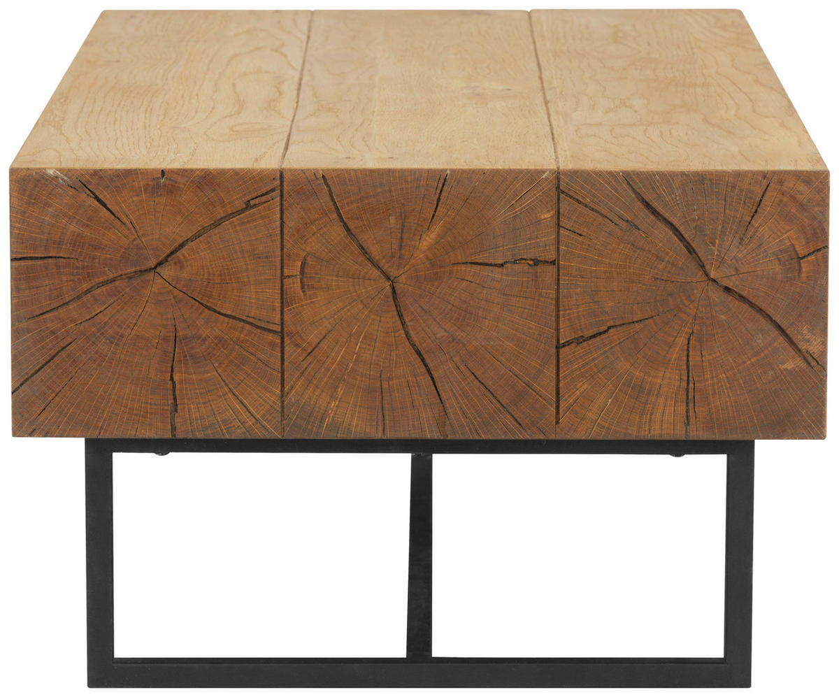 COUCHTISCH Eiche furniert 110/60/40 cm rechteckig Naturfarben, Schwarz  - Schwarz/Naturfarben, Design, Holz/Holzwerkstoff (110/60/40cm) - MID.YOU