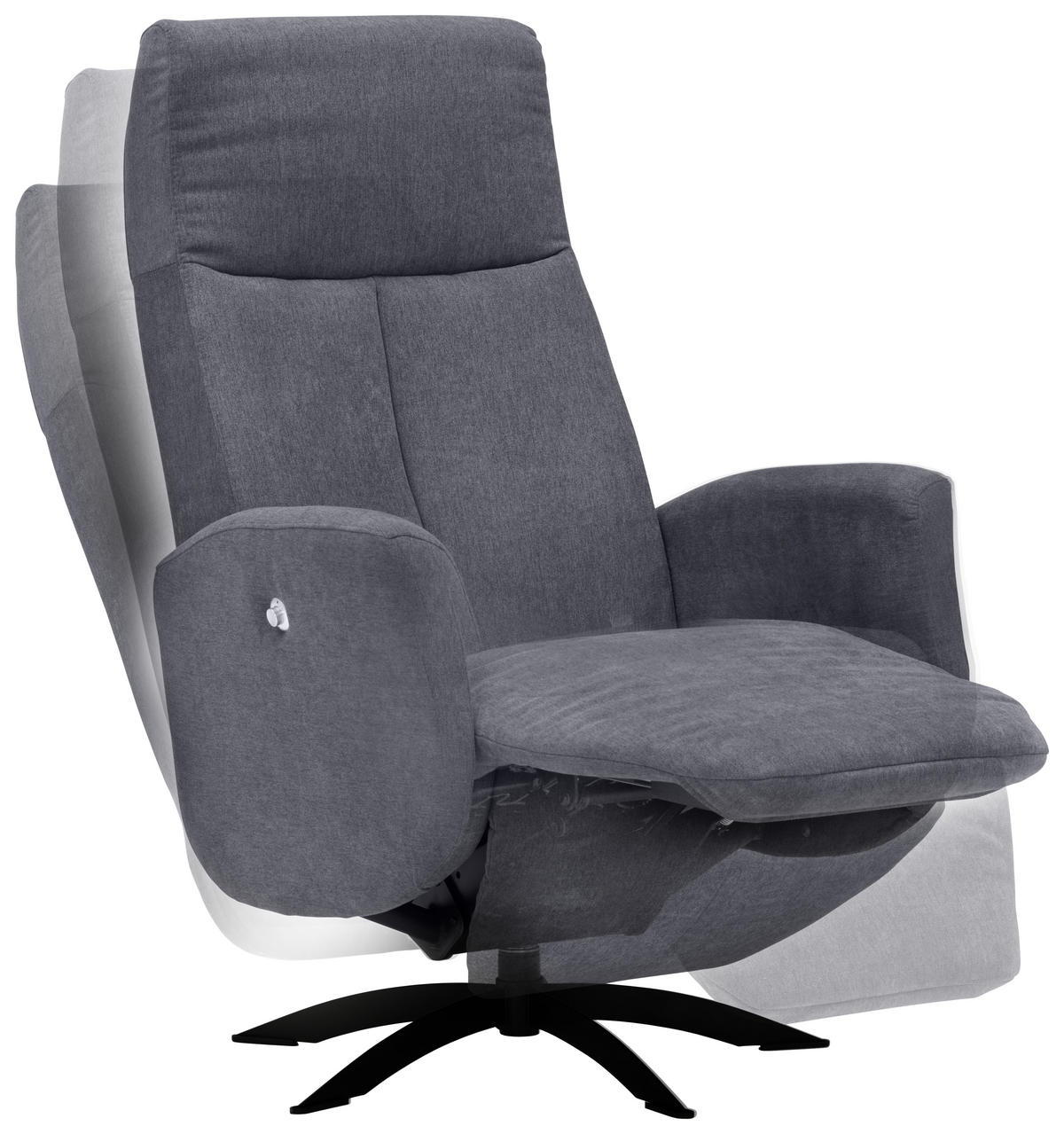 RELAXSESSEL Relaxfunktion    - Anthrazit/Schwarz, Design, Textil/Metall (70/110/81cm) - Welnova
