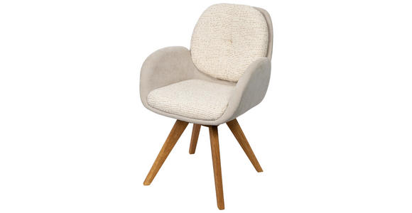 ARMLEHNSTUHL  in Webstoff  - Eichefarben/Beige, Design, Holz/Textil (59/90/64cm) - Linea Natura