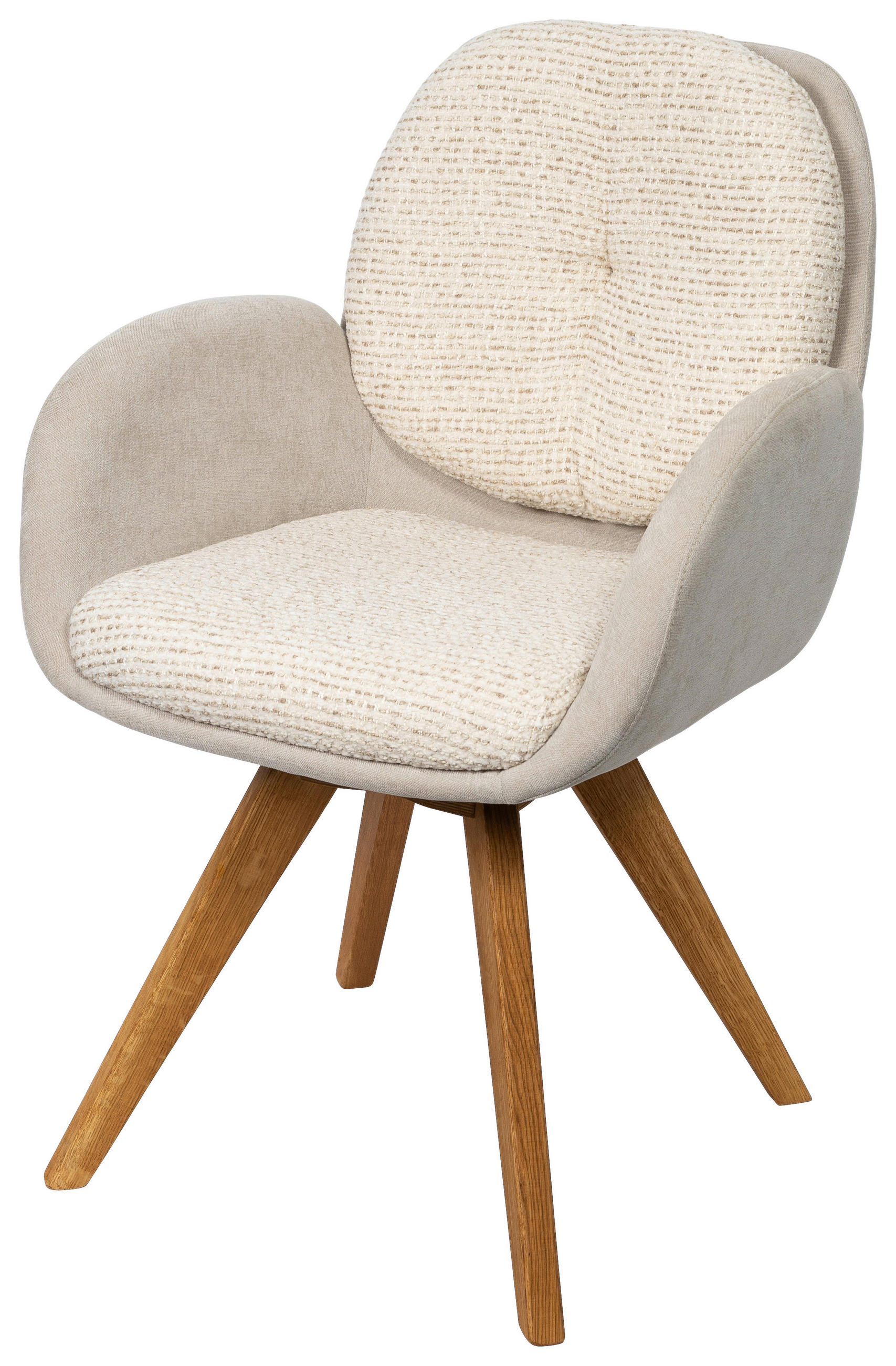 ARMLEHNSTUHL  in Webstoff  - Eichefarben/Beige, Design, Holz/Textil (59/90/64cm) - Linea Natura