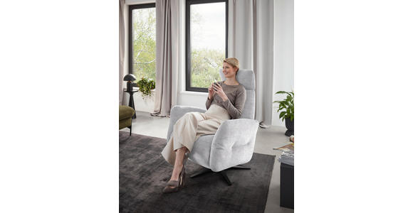 RELAXSESSEL in Textil Hellgrau  - Hellgrau/Schwarz, Design, Textil/Metall (82/113/90cm) - Dieter Knoll