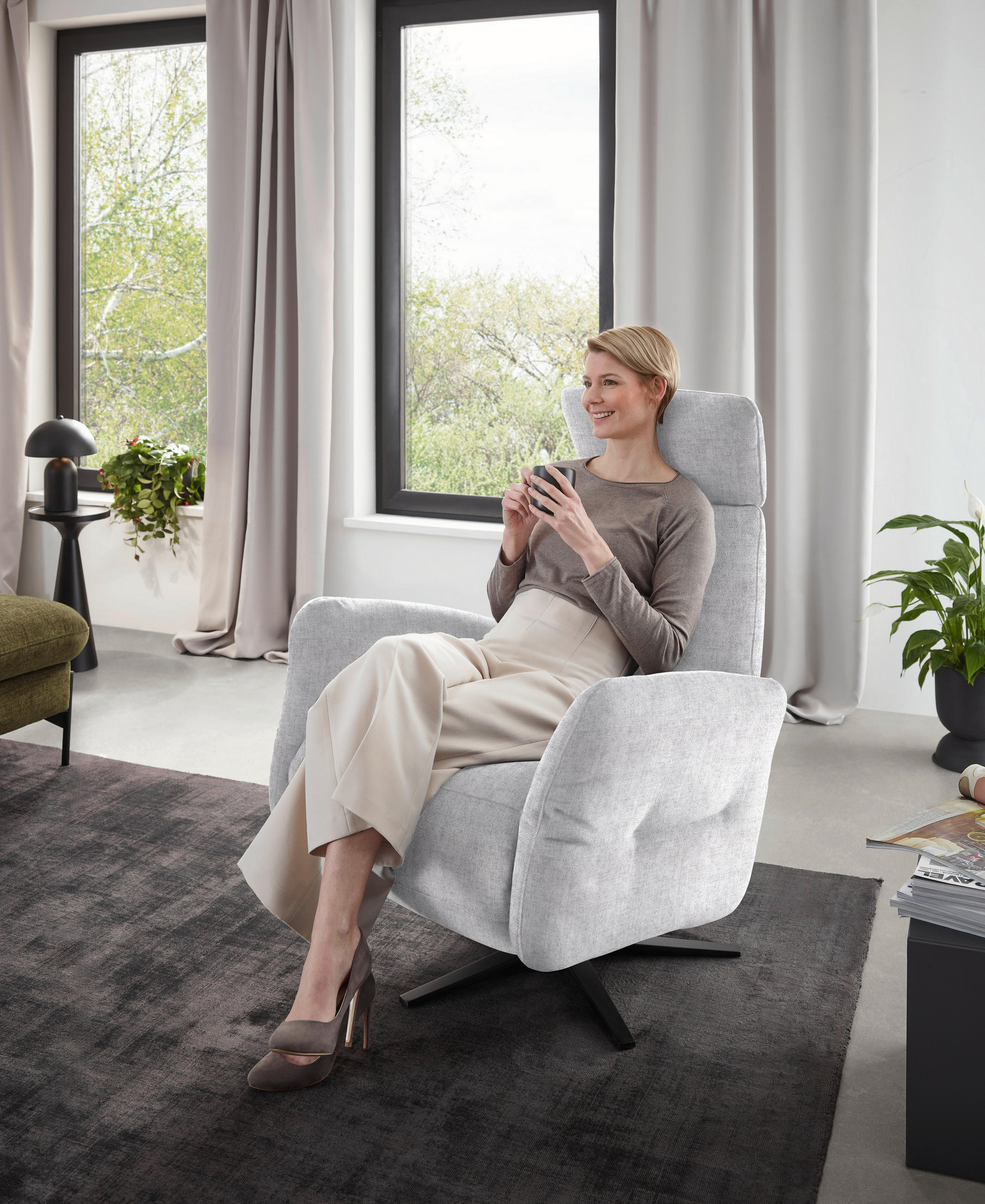 RELAXSESSEL in Textil Hellgrau  - Hellgrau/Schwarz, Design, Textil/Metall (78/113/90cm) - Dieter Knoll