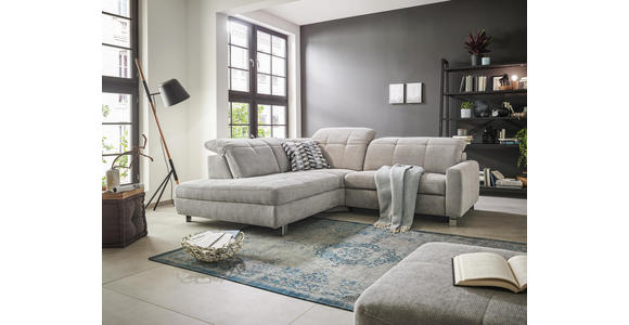 WOHNLANDSCHAFT in Textil Hellgrau - Chromfarben/Hellgrau, Design, Textil/Metall (251/221cm) - Dieter Knoll