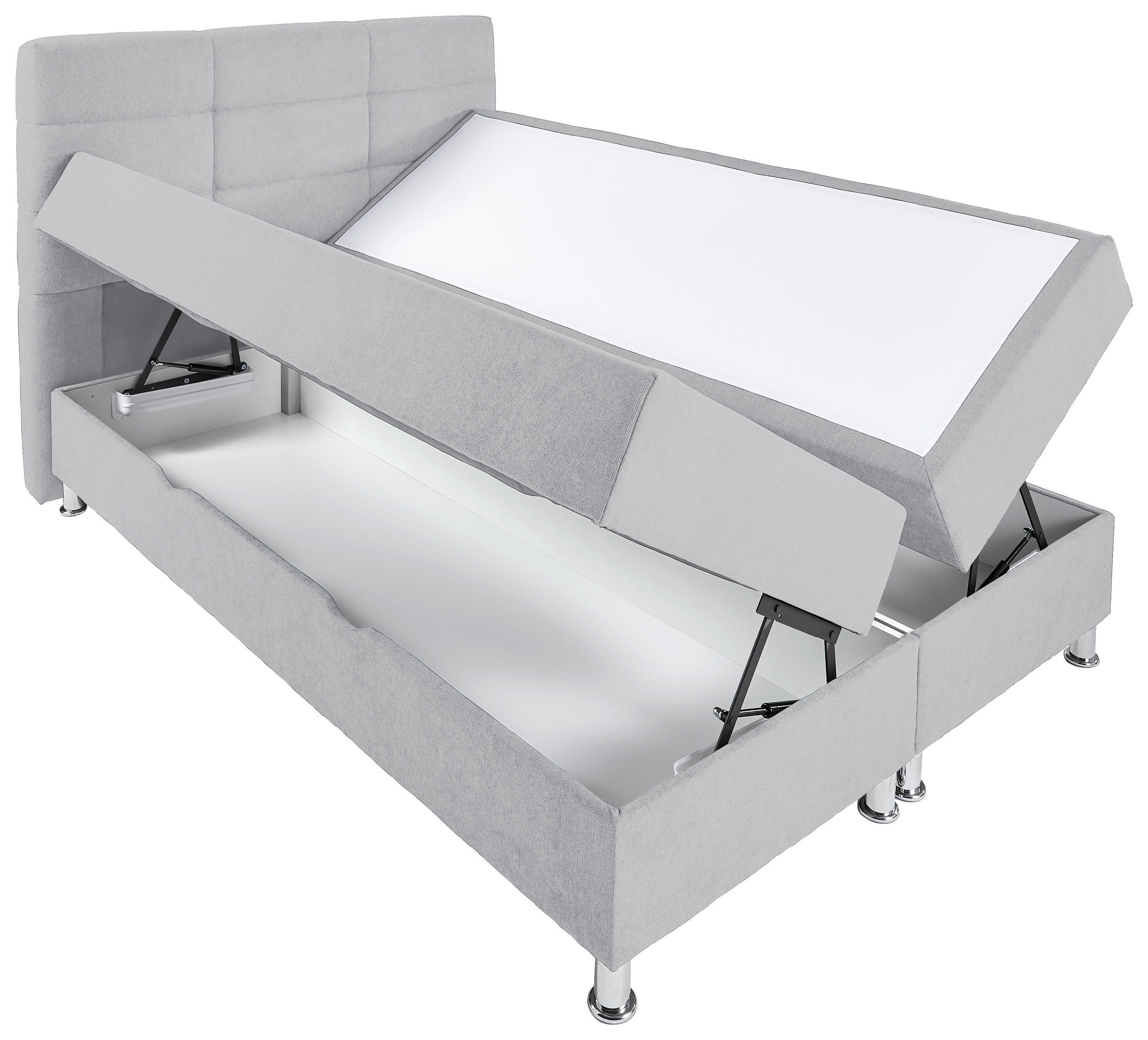 BOXBETT 140/200 cm  in Greige  - Chromfarben/Greige, KONVENTIONELL, Textil/Metall (140/200cm) - Carryhome