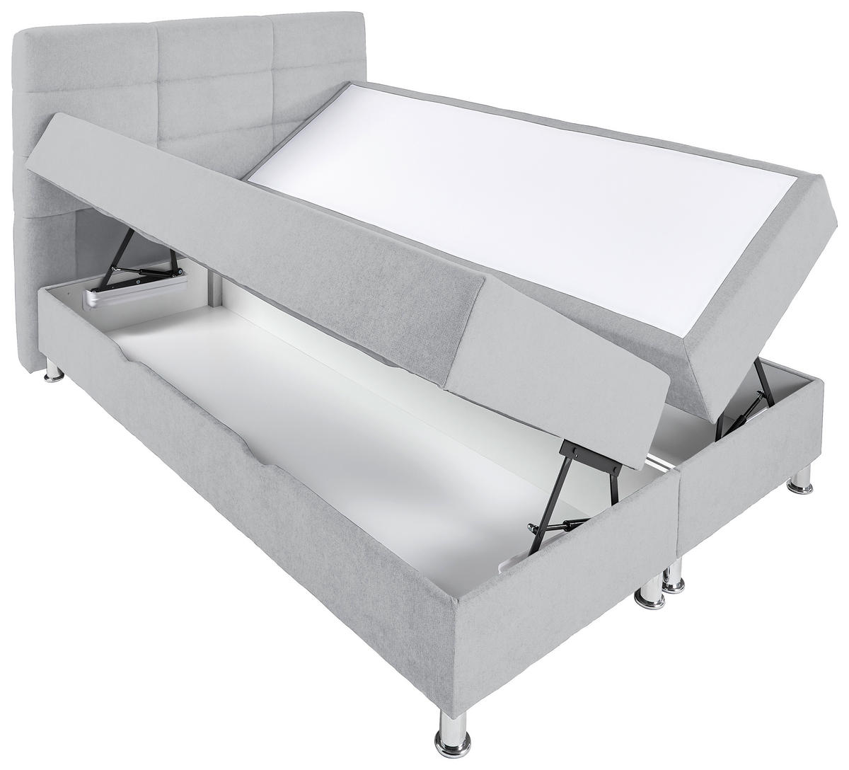BOXBETT 140/200 cm  in Greige  - Chromfarben/Greige, KONVENTIONELL, Textil/Metall (140/200cm) - Carryhome