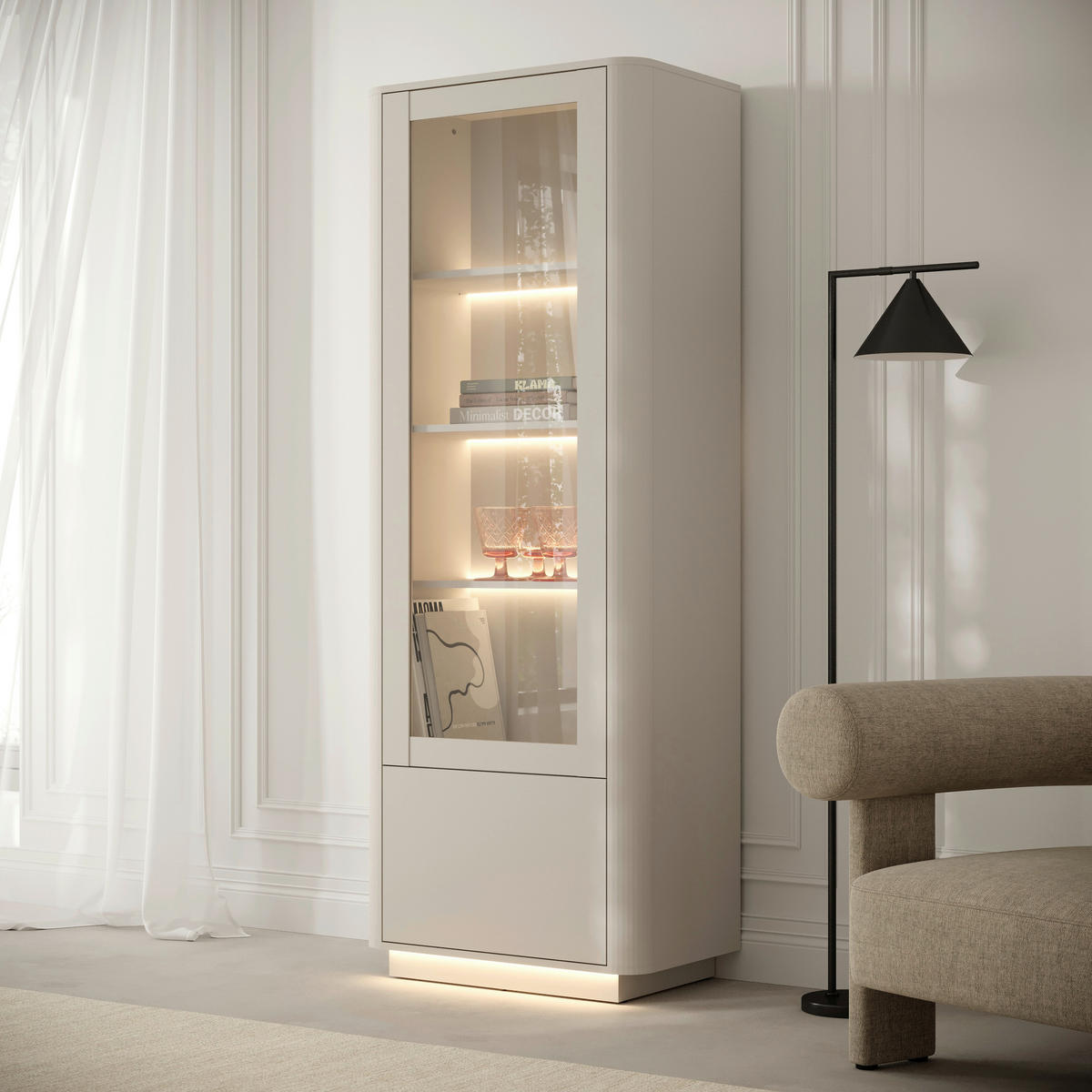 VITRINE  in Kaschmir  - Kaschmir, Design, Holzwerkstoff (200,5/67/40cm) - MID.YOU