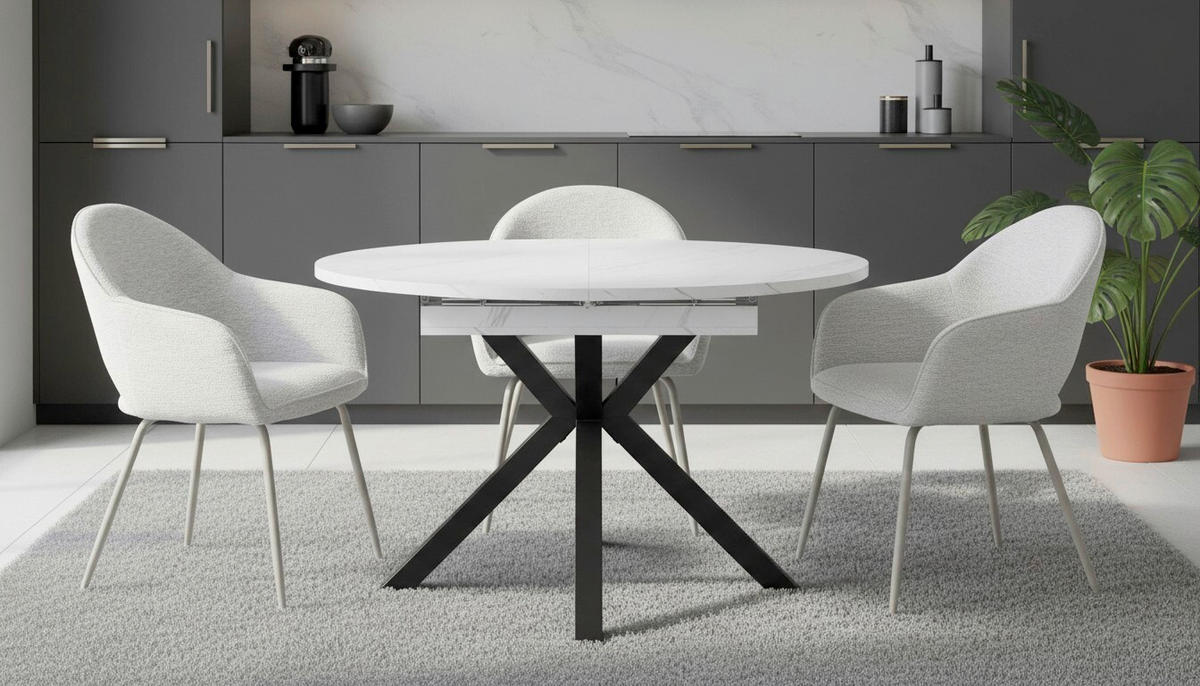 ESSTISCH 110/150/110/76 cm Nachbildung  Metall, Holzwerkstoff ausziehbar oval Multicolor, Schwarz  - Multicolor/Schwarz, MODERN, Holzwerkstoff/Metall (110/150/110/76cm) - Livetastic