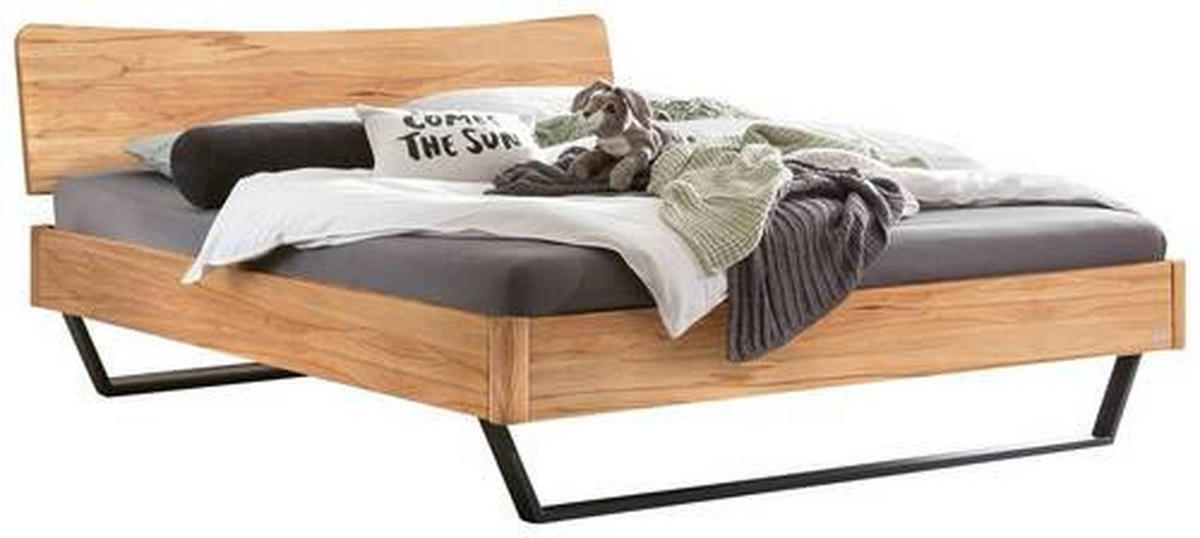 BETT 140/200 cm  in Anthrazit, Buchefarben   - Anthrazit/Buchefarben, Modern, Holz/Metall (140/200cm) - Hasena