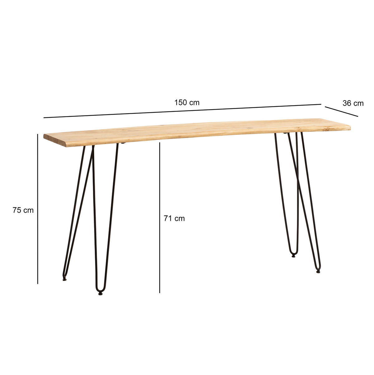 SCHREIBTISCH 150/36/75 cm  in Akaziefarben  - Schwarz/Akaziefarben, Design, Holz/Metall (150/36/75cm) - MID.YOU