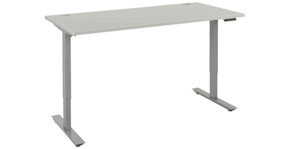SCHREIBTISCH höhenverstellbar, in verschiedenen Holz-Dekoren erhältlich, Memoryschalter - Platinfarben, KONVENTIONELL, Holzwerkstoff/Metall (175/80/72,5-123cm) - Voleo