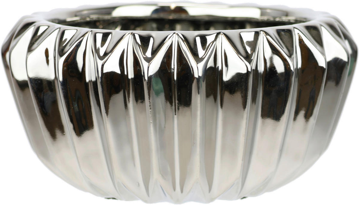 VASE  - Silberfarben, Basics, Keramik (16/8cm)