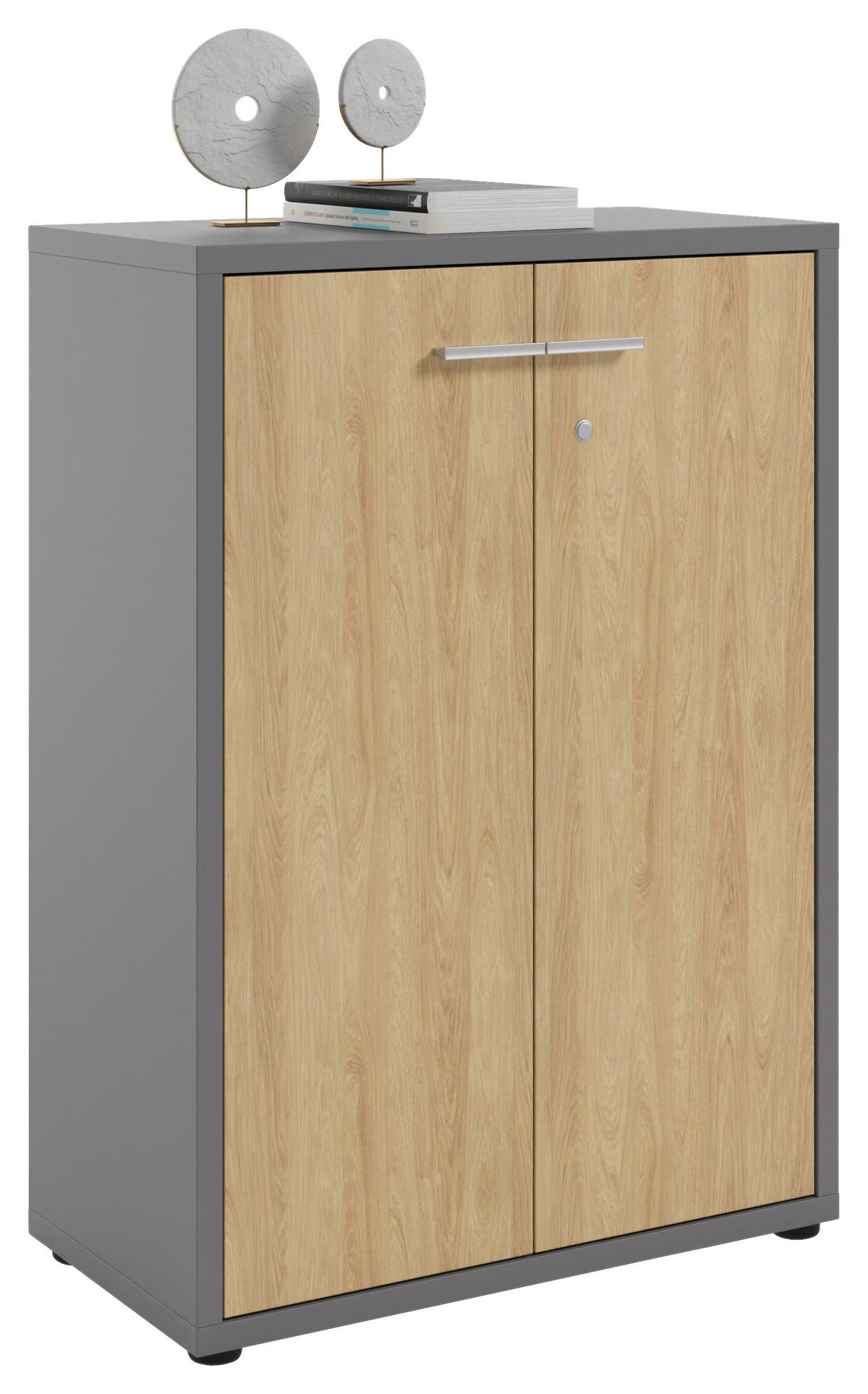 KOMMODE Texas  in 78,1/110/40 cm  - Dunkelgrau/Alufarben, MODERN, Holzwerkstoff/Kunststoff (78,1/110/40cm)