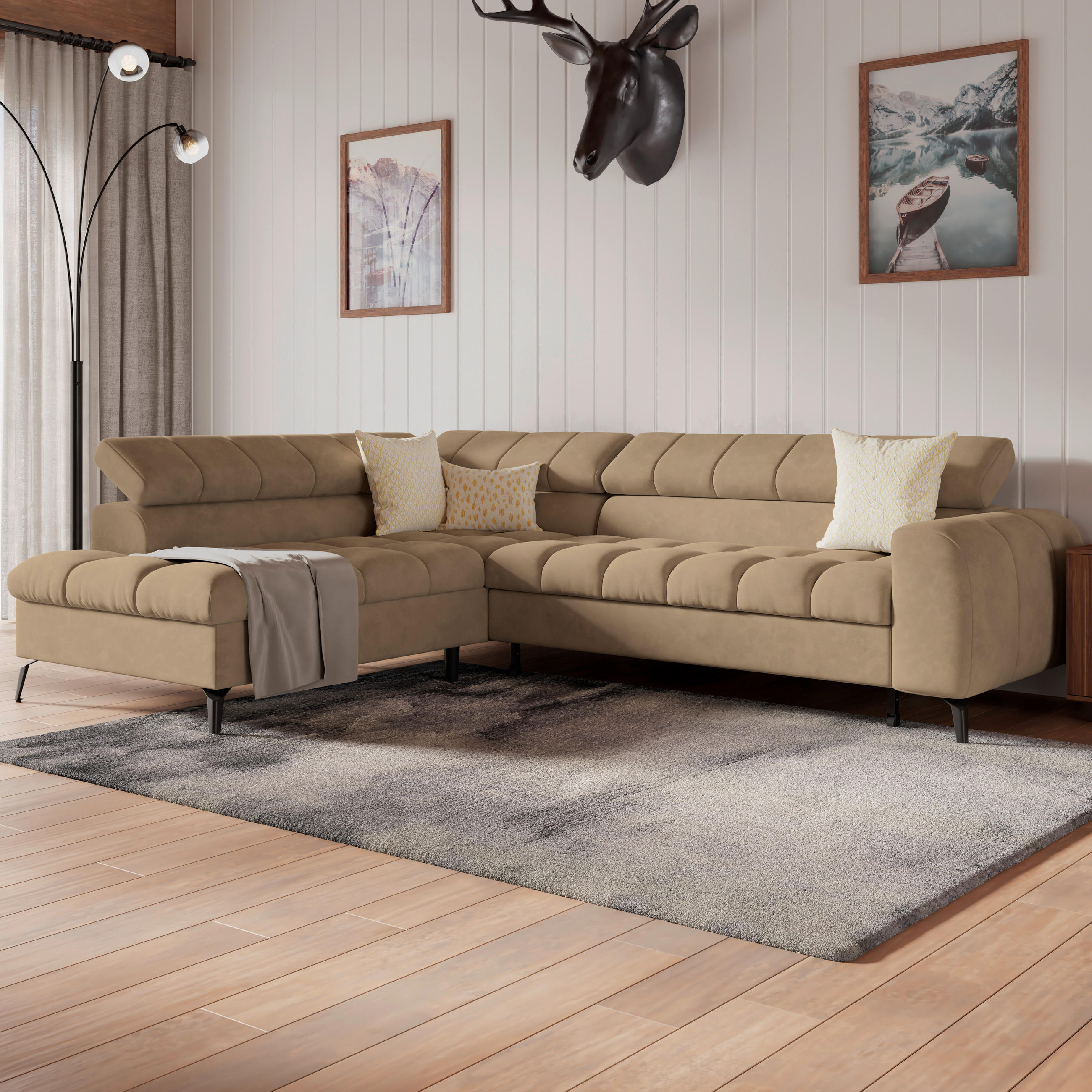 ECKSOFA in Braun  - Schwarz/Braun, Trend, Kunststoff/Textil (203/261cm) - Livetastic