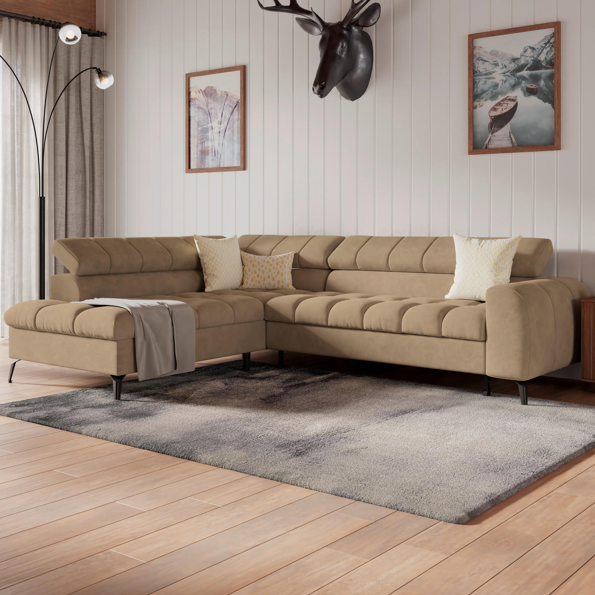 ECKSOFA in Braun  - Schwarz/Braun, Trend, Kunststoff/Textil (203/261cm) - Livetastic