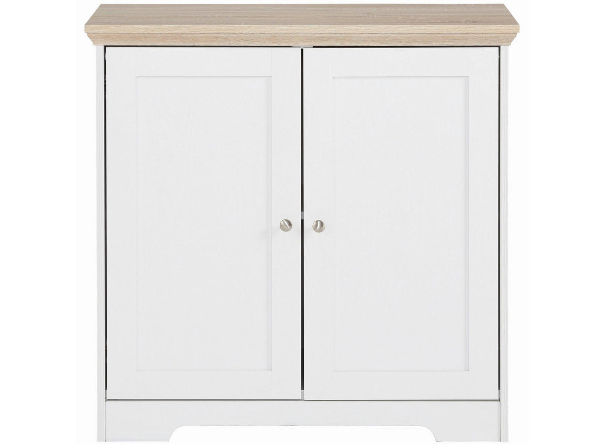 SCHUHSCHRANK NANTES  in 82/80/39 cm  - Eichefarben/Weiß, Design, Holzwerkstoff (82/80/39cm) - Livetastic
