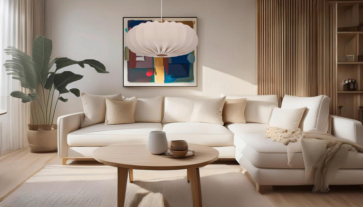 PENDELLEUCHTE 66/66/120 cm  - Hellbraun/Weiß, KONVENTIONELL, Kunststoff/Metall (66/66/120cm)