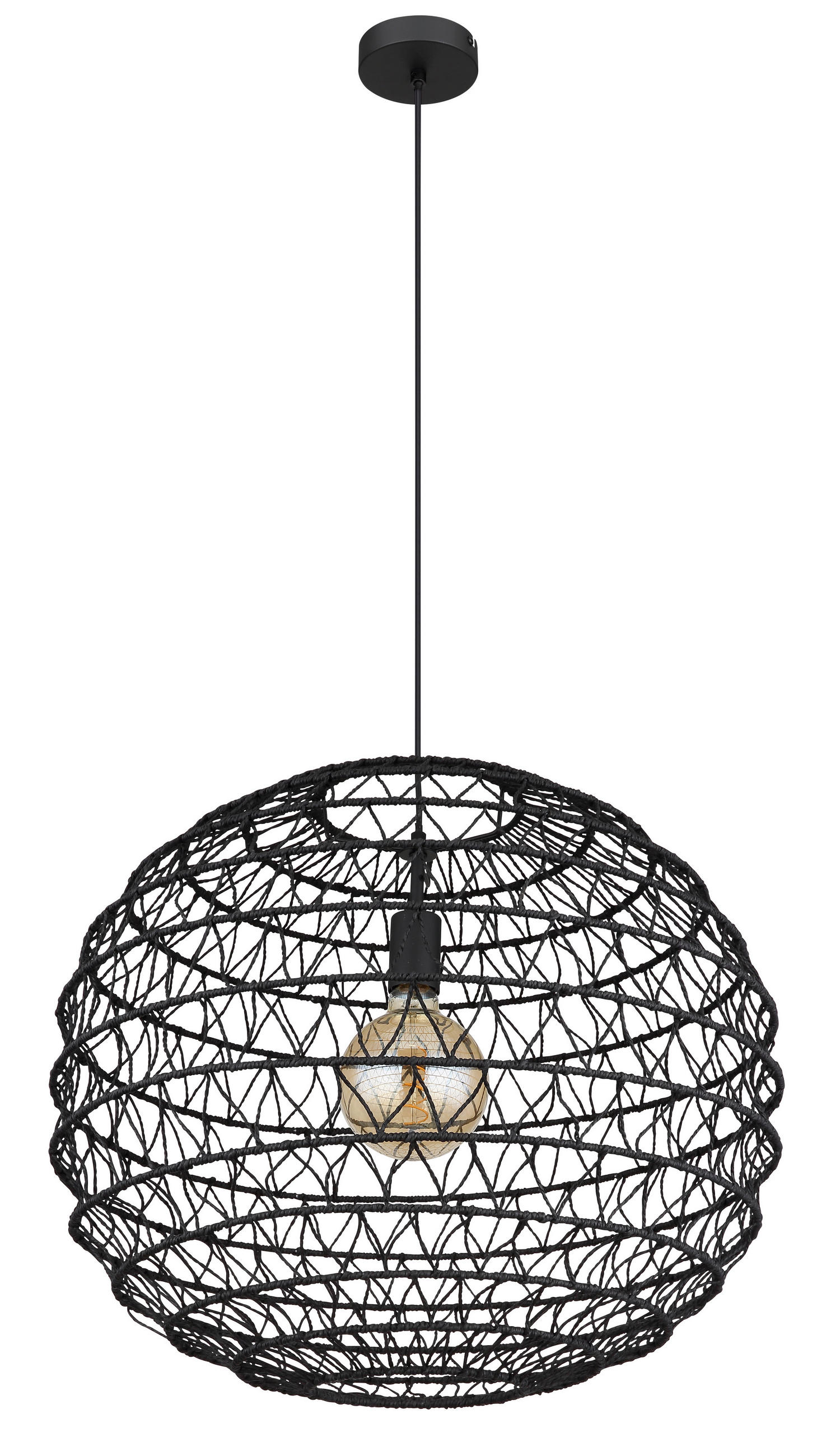 HÄNGLAMPA 59/120 cm  - svart, Natur, metall/papper (59/120cm) - Globo