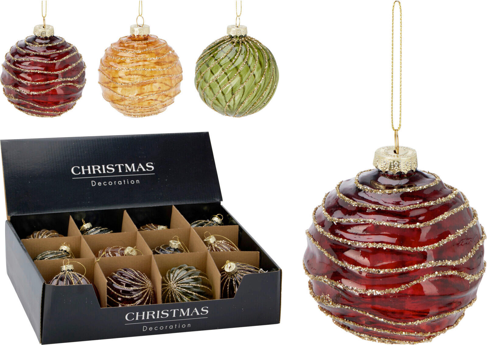 FÜGGŐDÍSZ - színes, Basics, Üveg (8cm)