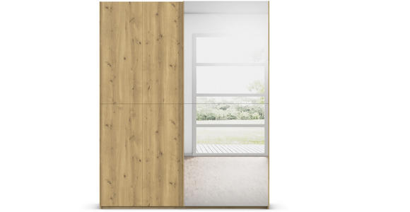 SCHWEBETÜRENSCHRANK 180/223/68 cm 2-türig Eichefarben  - Eichefarben, Design, Holz/Holzwerkstoff (180/223/68cm) - Novel