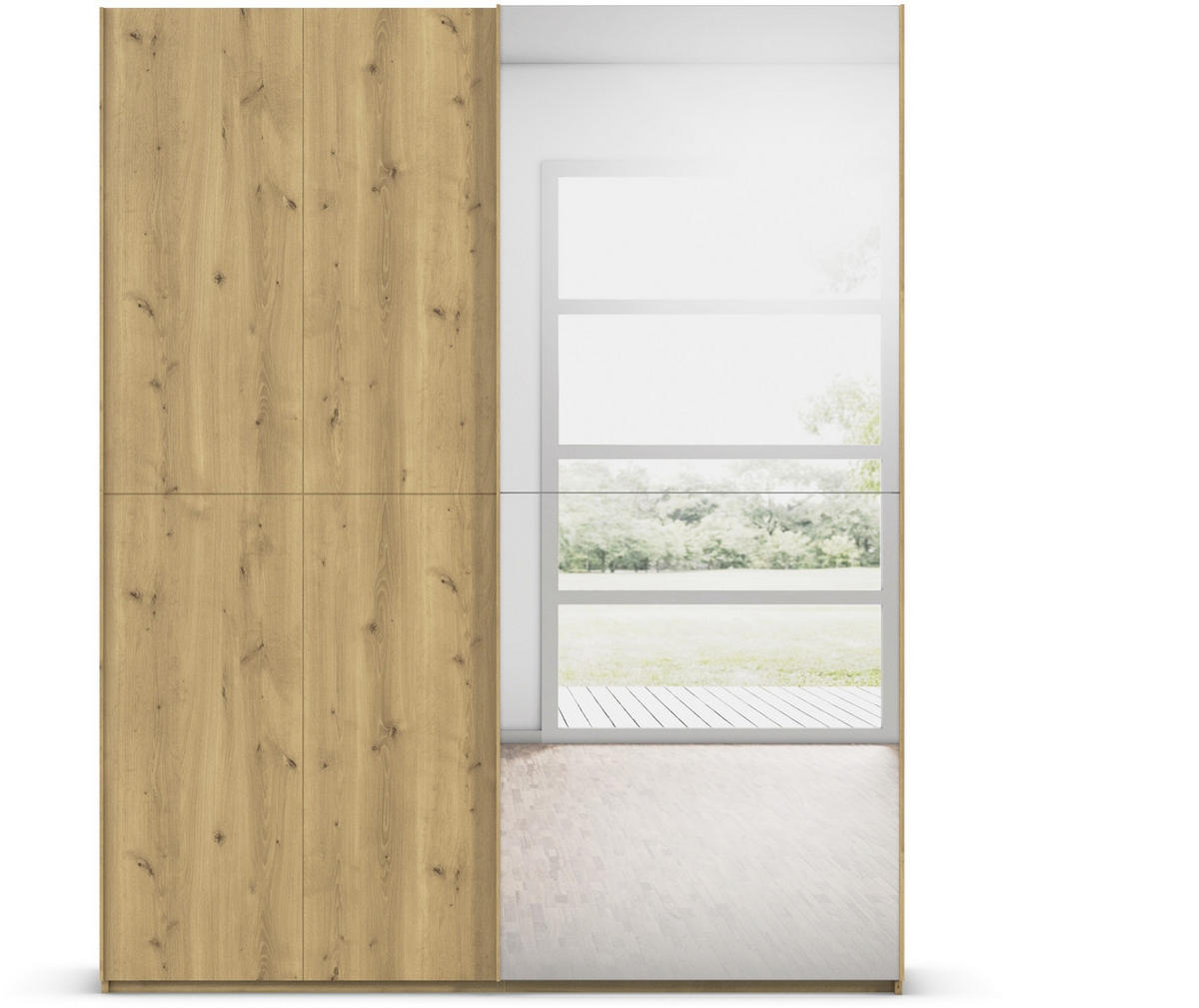 SCHWEBETÜRENSCHRANK 180/223/68 cm 2-türig Eichefarben  - Eichefarben, Design, Holz/Holzwerkstoff (180/223/68cm) - Novel