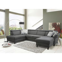 WOHNLANDSCHAFT in Mikrofaser Anthrazit  - Anthrazit/Schwarz, Konventionell, Textil/Metall (193/317/165cm) - Sit & More