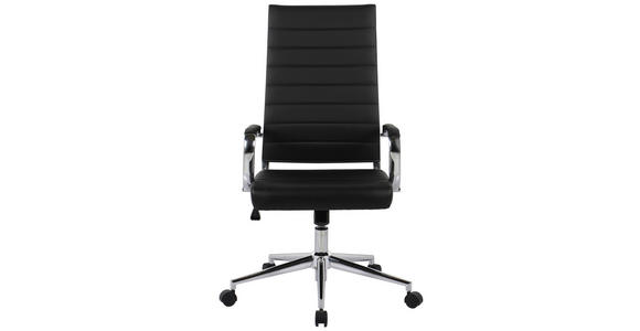DREHSTUHL Schwarz, Chromfarben - Chromfarben/Schwarz, KONVENTIONELL, Leder/Kunststoff (63,5/103/112.5/55,5cm) - Venda