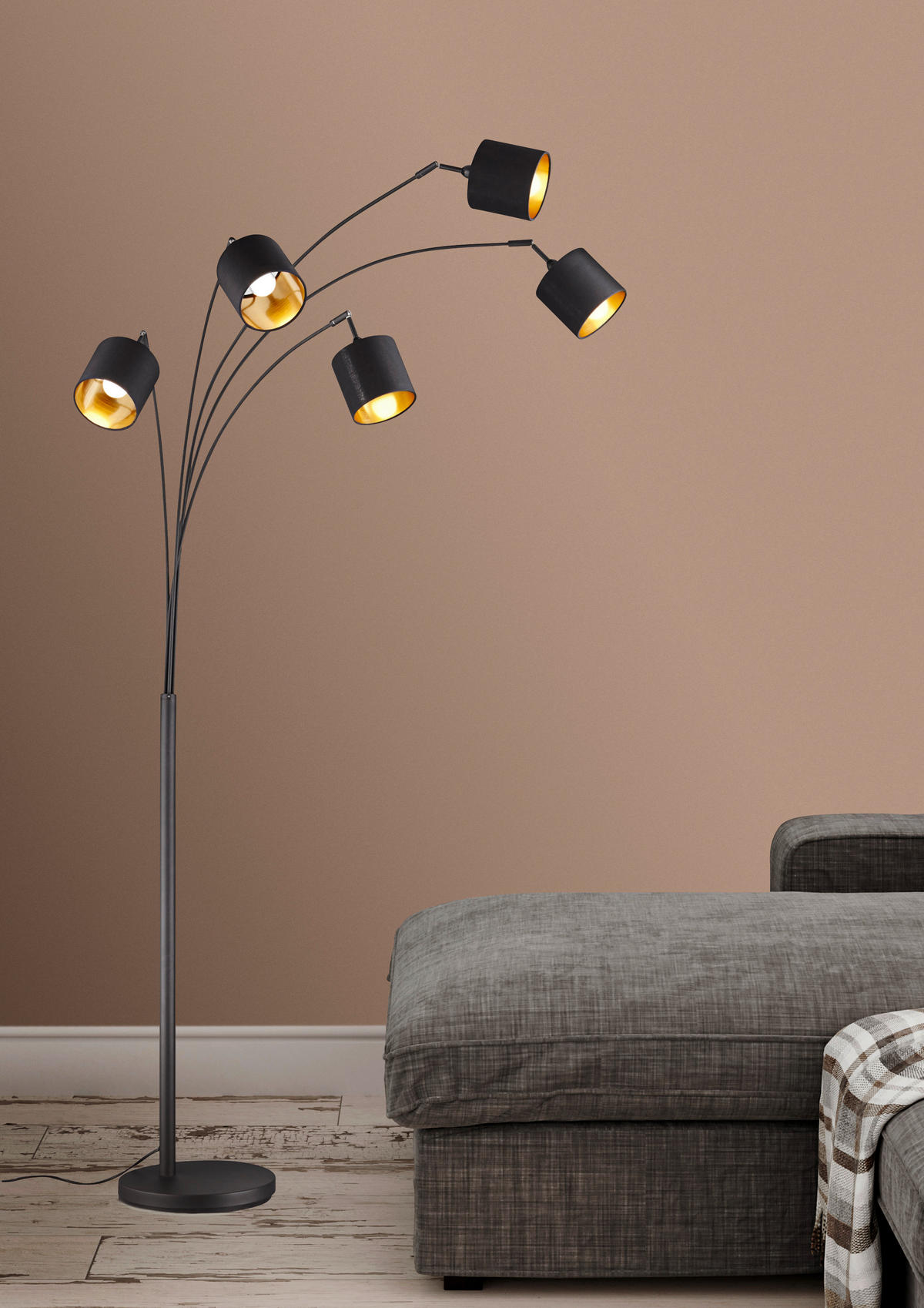 BOGENLEUCHTE 71,5/200 cm    - Goldfarben/Schwarz, LIFESTYLE, Textil/Metall (71,5/200cm)