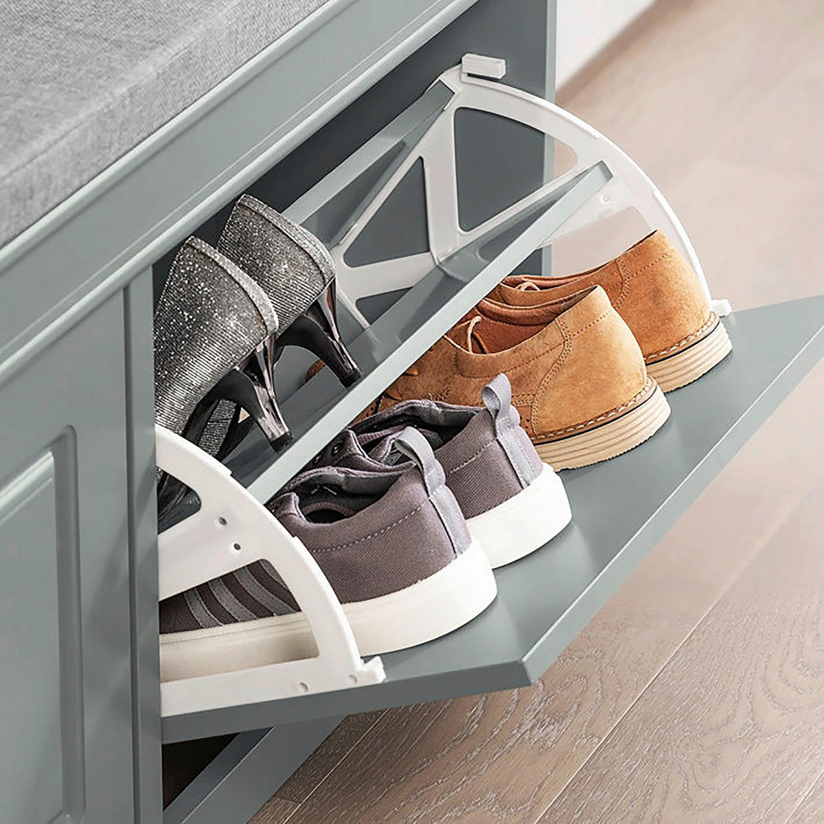 SCHUHSCHRANK  in  - Silberfarben/Grau, MODERN, Holzwerkstoff/Metall (104/52/24cm) - MID.YOU
