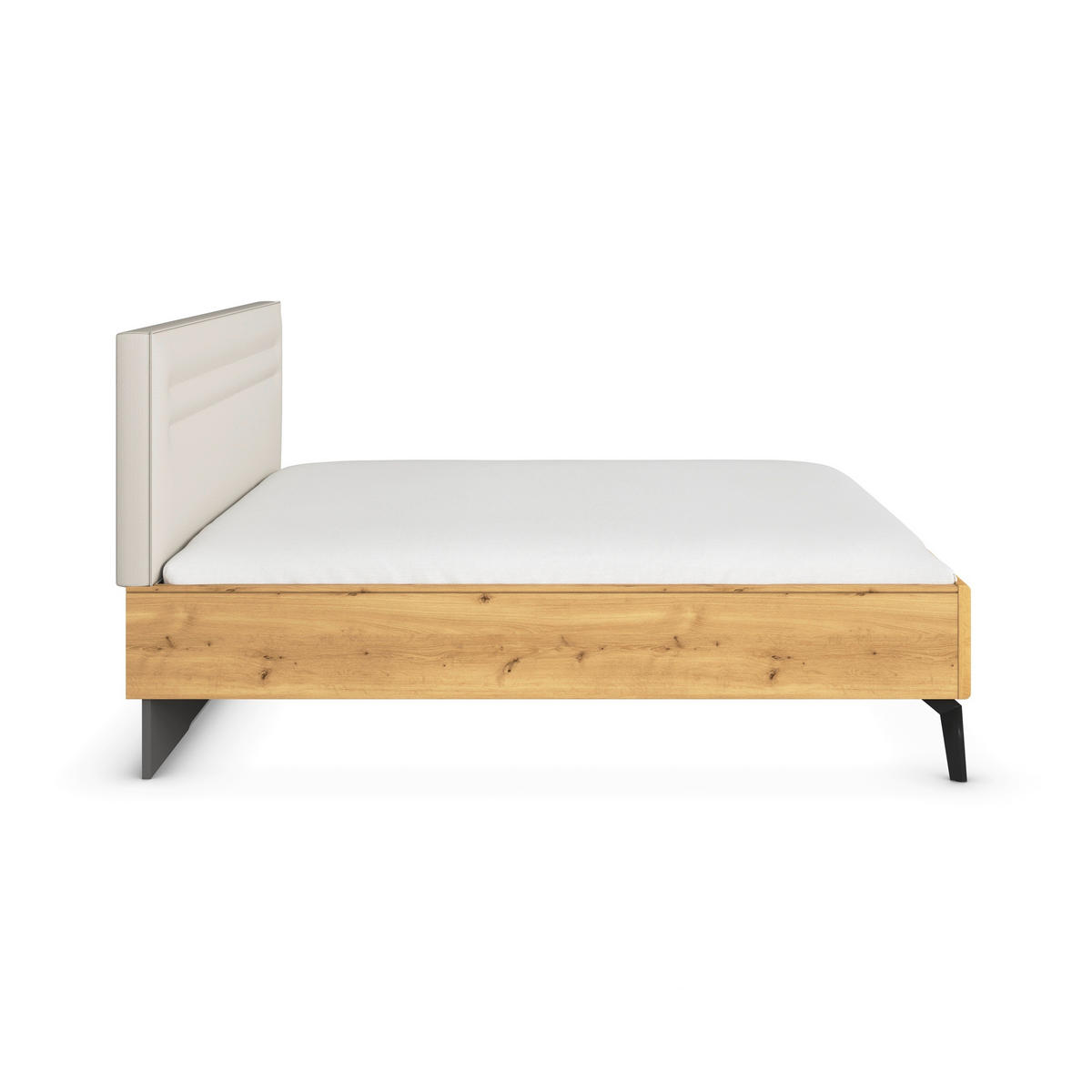 BETT 180/200 cm,  in Eichefarben, Champagner,  - Champagner/Eichefarben, Design, Holz/Textil (180/200cm) - Novel
