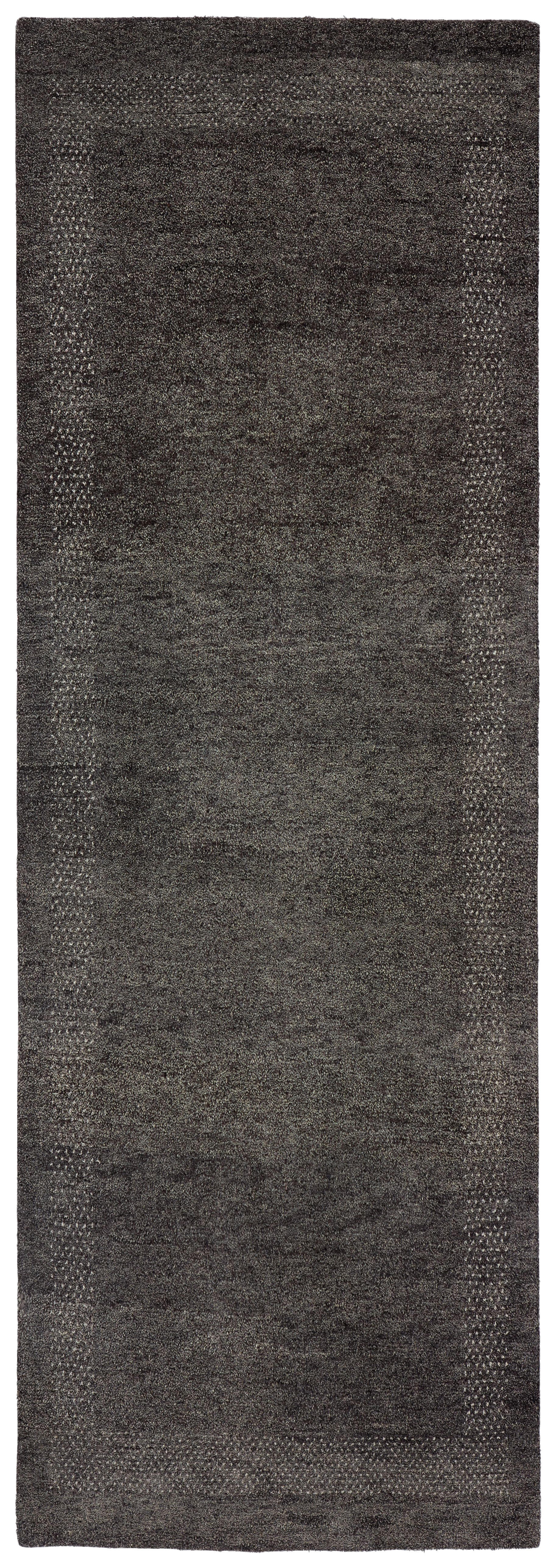 Wollteppich  80/250 cm  Anthrazit, Schwarz  - Anthrazit/Schwarz, KONVENTIONELL, Naturmaterialien/Textil (80/250cm) - Cazaris