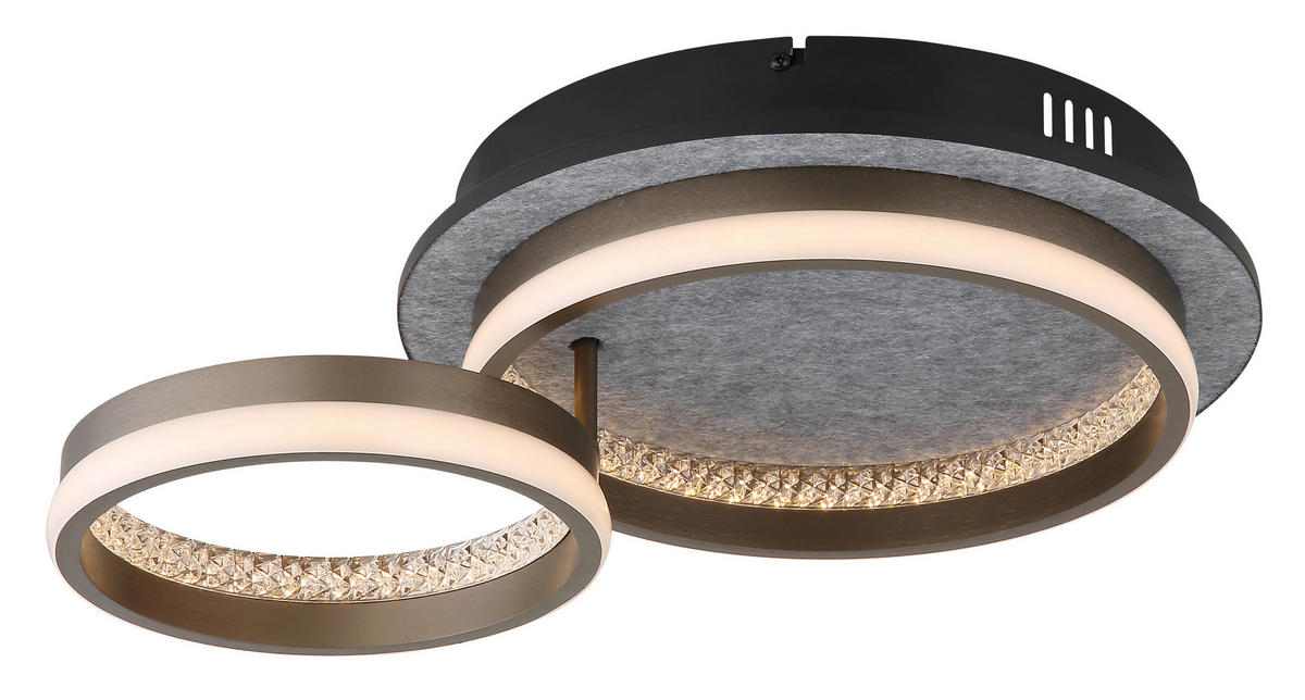 LED-DECKENLEUCHTE DELLA 47,2/34/14 cm   - Klar/Schwarz, Design, Kunststoff/Metall (47,2/34/14cm) - Globo