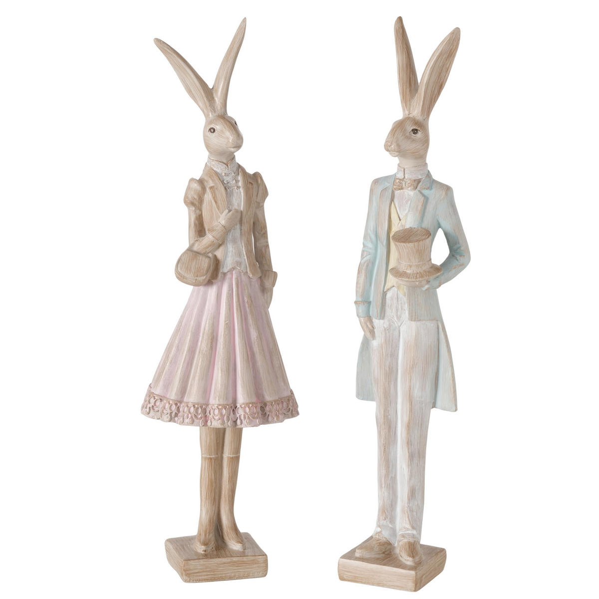 DEKOR NYÚL - natúr színű/világoskék, Basics, műanyag (9/8/31cm)