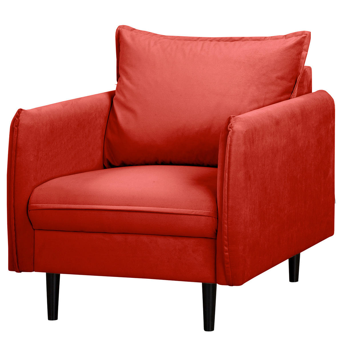 SESSEL Samt Rot  - Rot/Schwarz, Design, Holz/Textil (74/86/100cm) - P & B