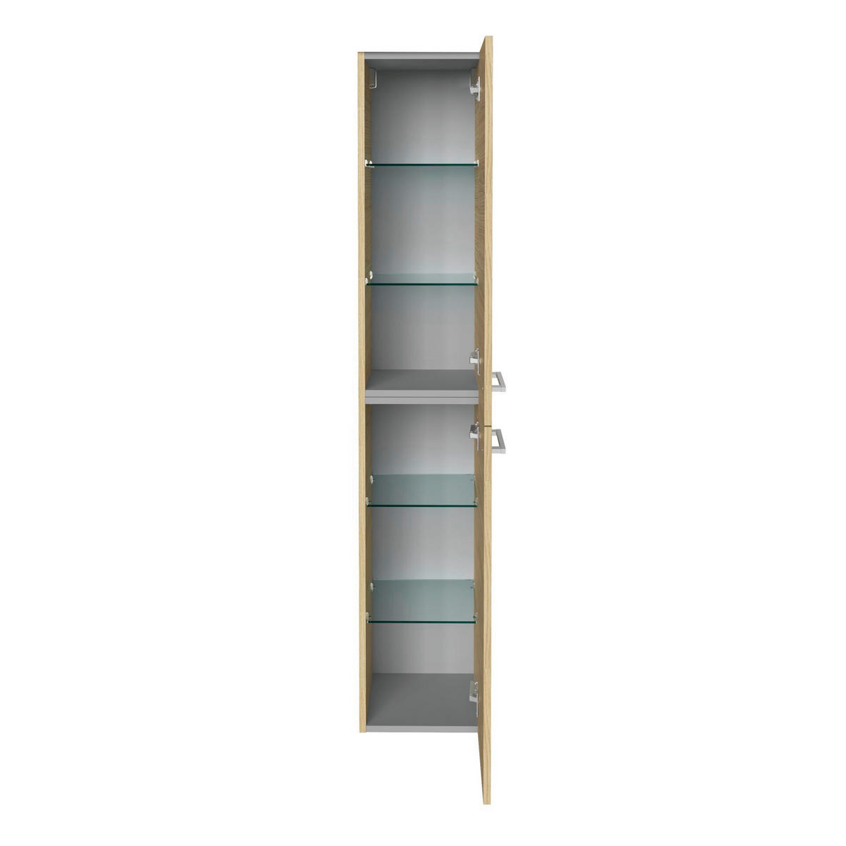 HOCHSCHRANK 30/162/31,8 cm  - Sandfarben/Chromfarben, Basics, Glas/Holzwerkstoff (30/162/31,8cm) - MID.YOU