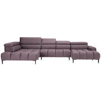 WOHNLANDSCHAFT in Samt, Webstoff Flieder  - Flieder/Schwarz, Design, Textil/Metall (216/385/177cm) - Welnova