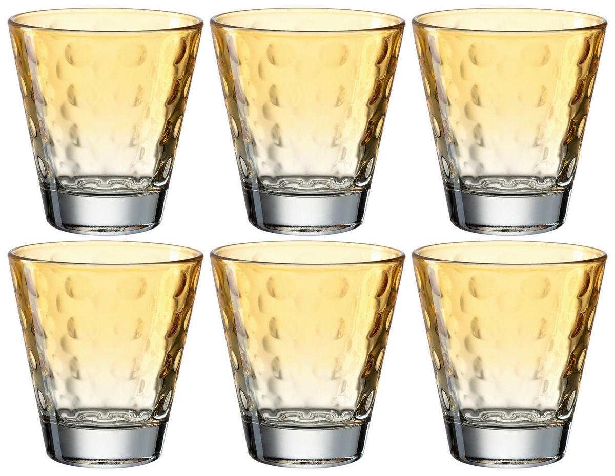 WHISKY-GLÄSERSET 215,00 ml 6-teilig  - Orange, Design, Glas (8,50/9,00/8,50cm) - Leonardo